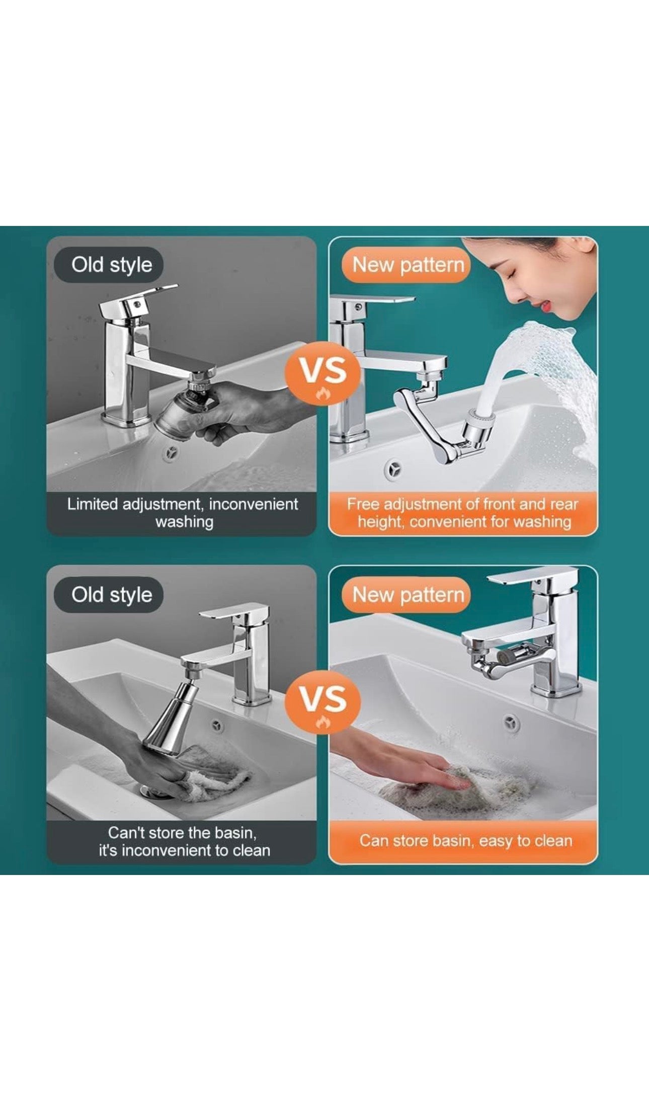 360° + 1080° Universal Rotating Faucet Extender | Splash-Free Tap Adapter for Kitchen & Bathroom